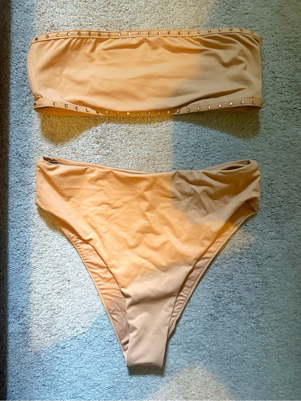 SKIMS Studded Bandeau Bikini Set in Nude Peach